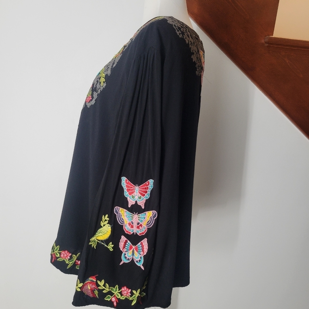 Women Mexican‎ Embroidered Tops Black Boho Size XXL - Picture 6 of 7